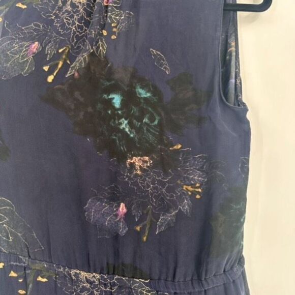 Babaton Aritzia Women's Floral Silk Benedict Sleeveless Shirt Dress Navy Medium - Picture 12 of 13